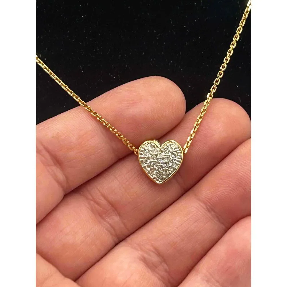 Swarovski Good Gold Chain Heart Pendant Necklace Crystal Accents - Picture 3 of 7